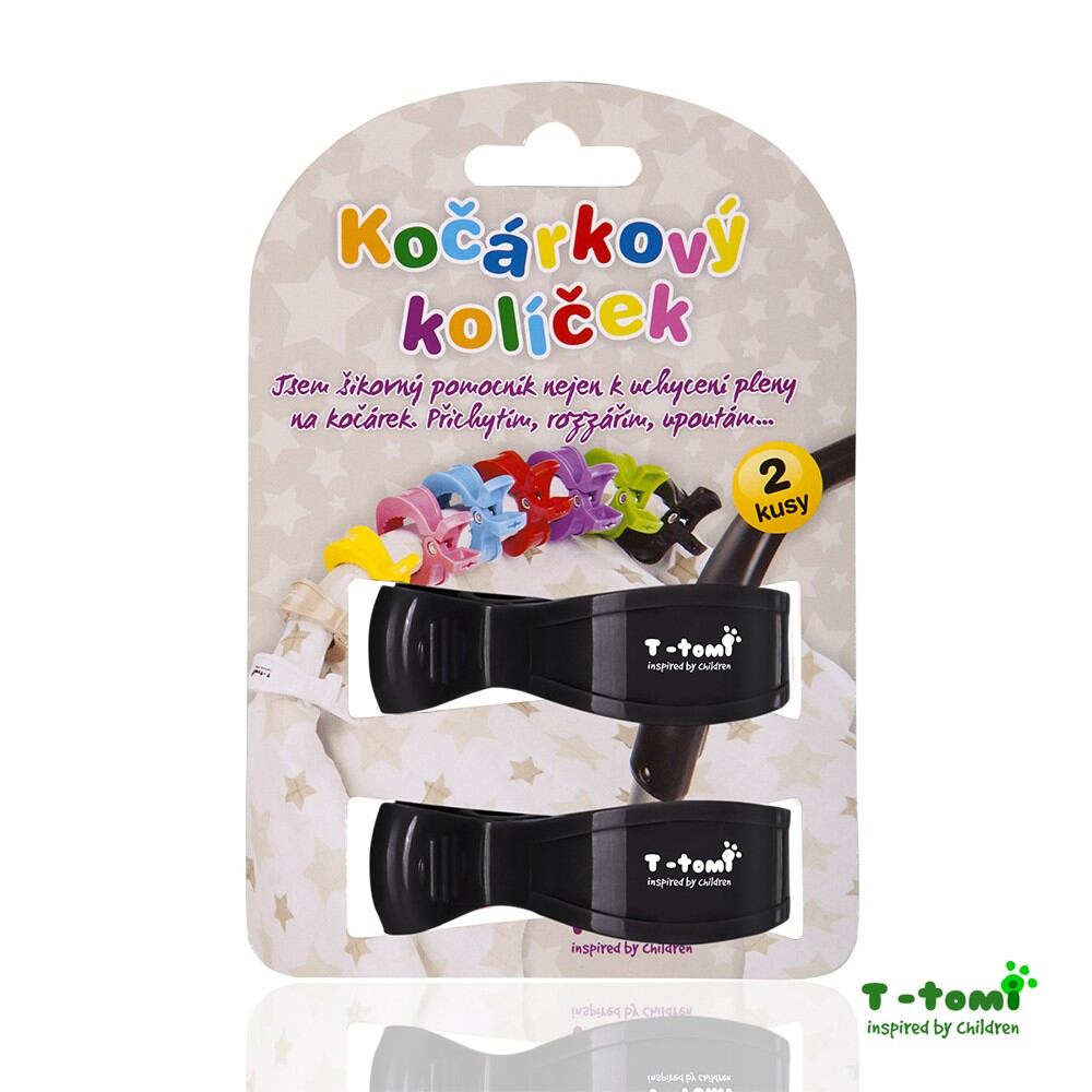 T-TOMI Kočíkový kolíček, black / čierna