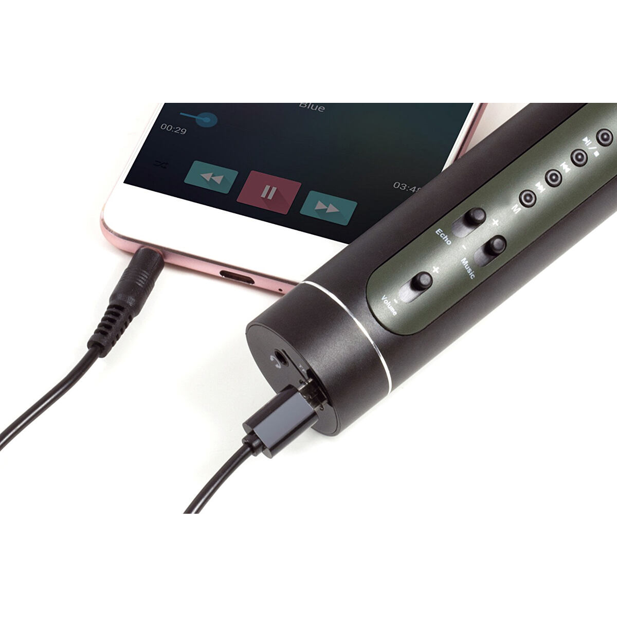 TEDDIES Mikrofon Karaoke Bluetooth černý na baterie s USB kabelem