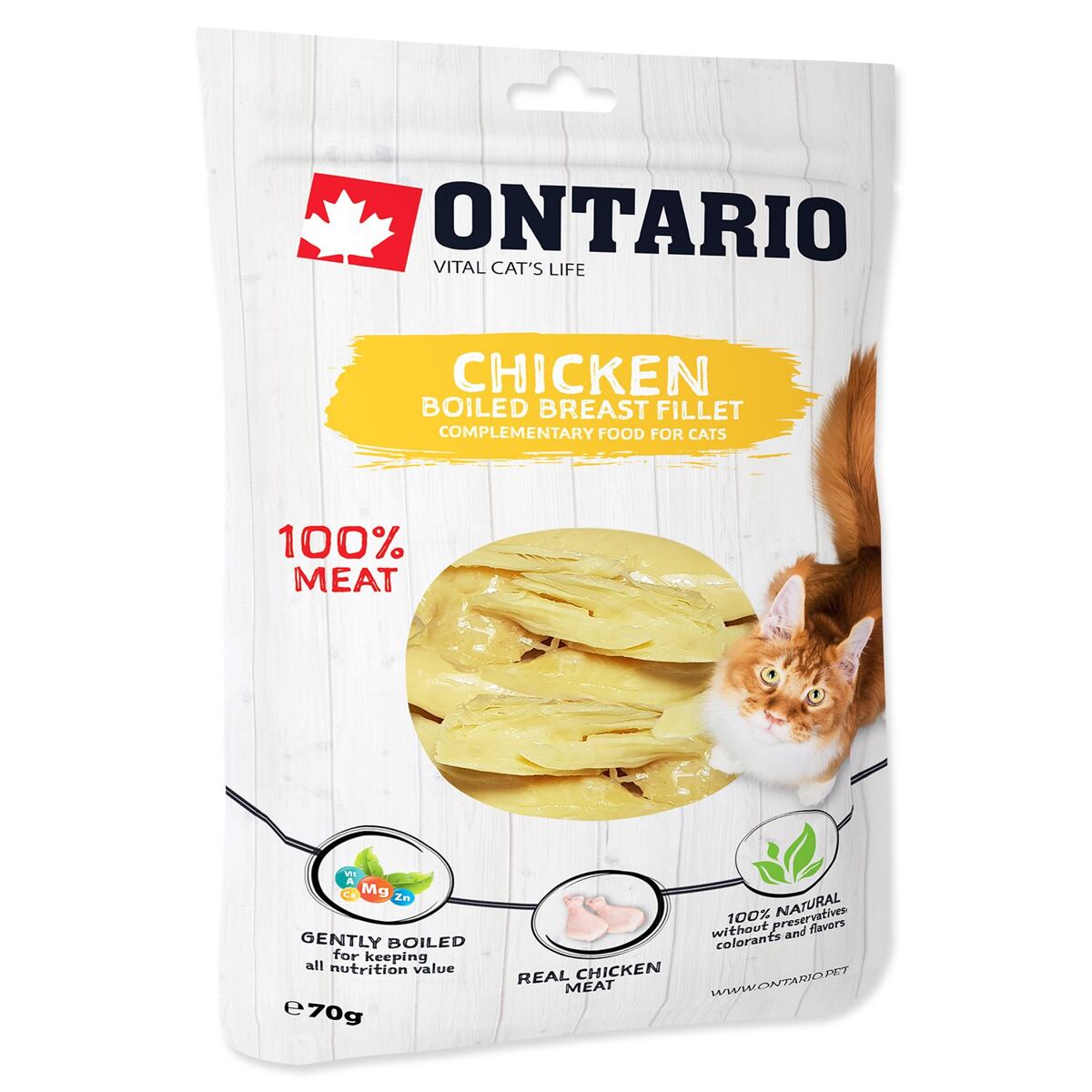 Pochúťka ONTARIO varené kuracie prsné plátky 70 g