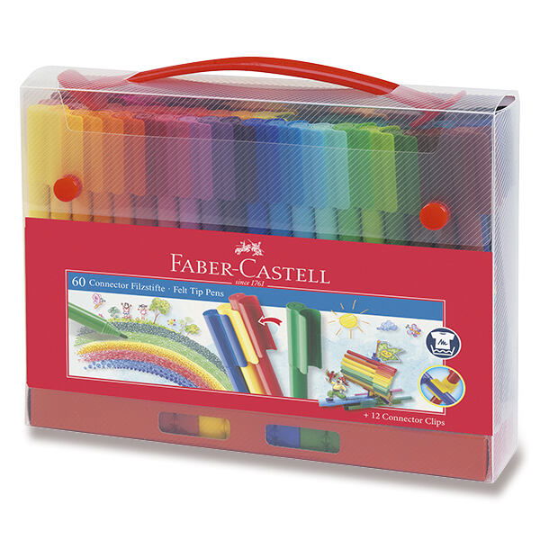 FABER-CASTELL Detské fixky Connector taška, 60 farieb