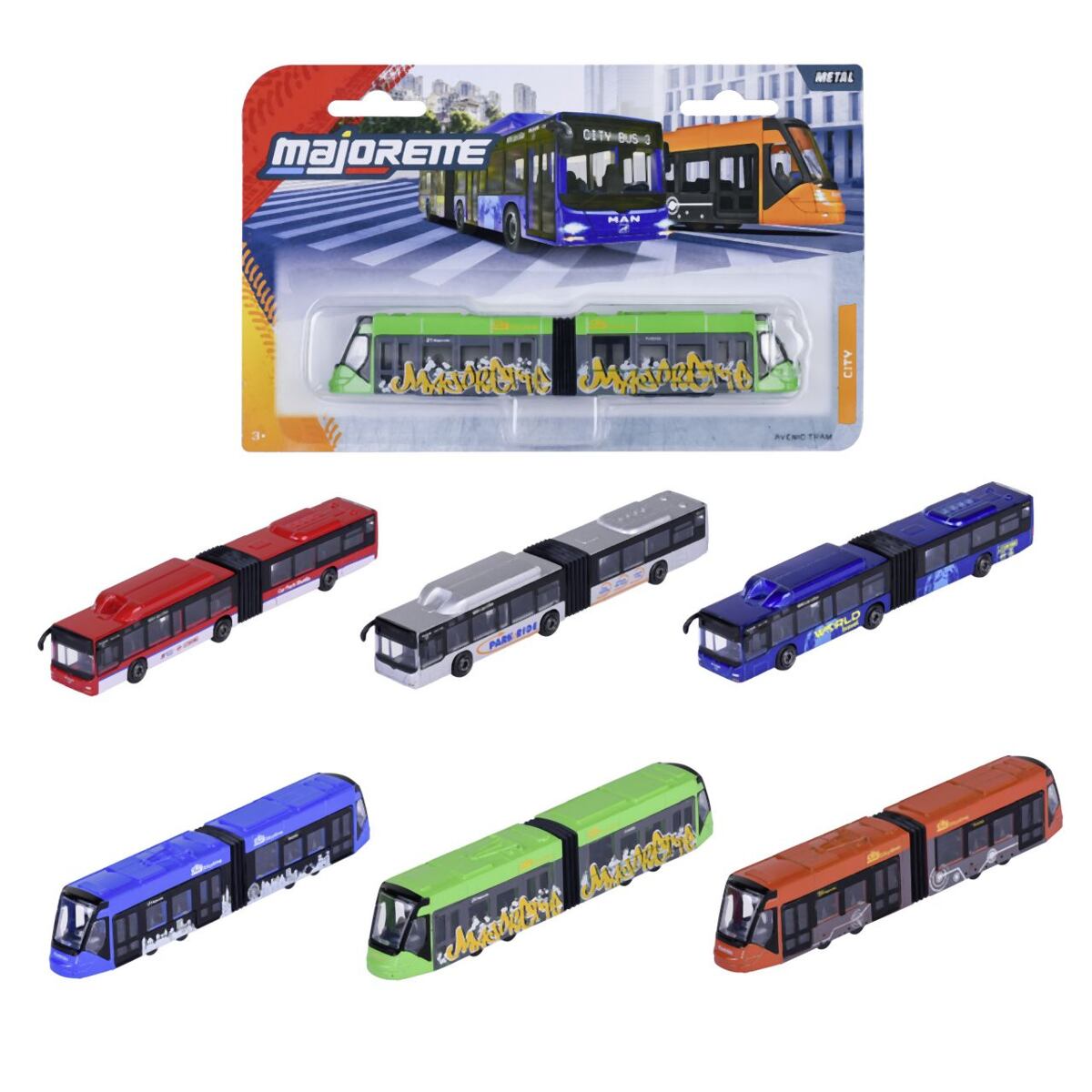 Majorette MAN City Autobus, Električka kovové, 6 druhov