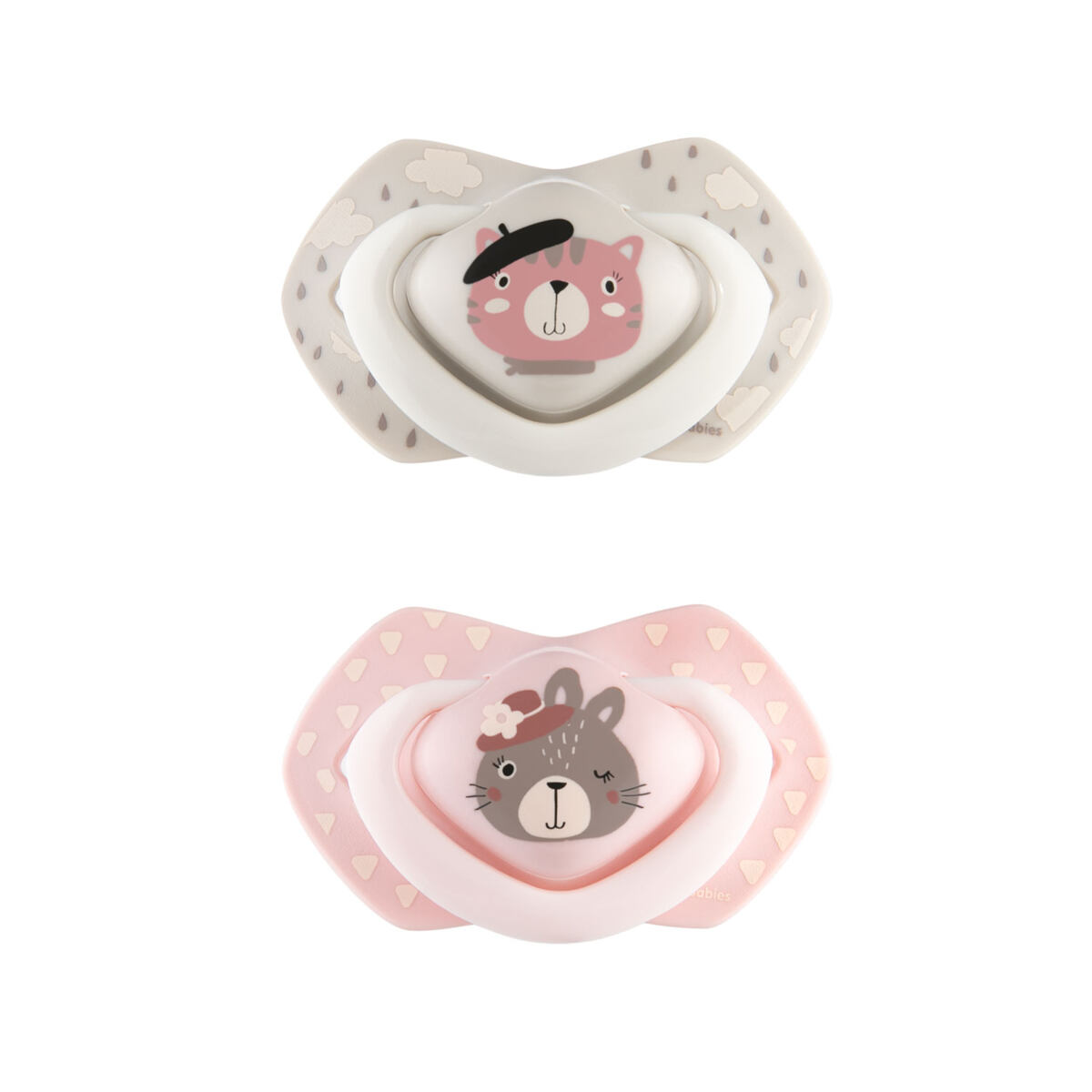CANPOL BABIES C - Set symetrických silikonových dudlíků 18m+ BONJOUR PARIS růžový