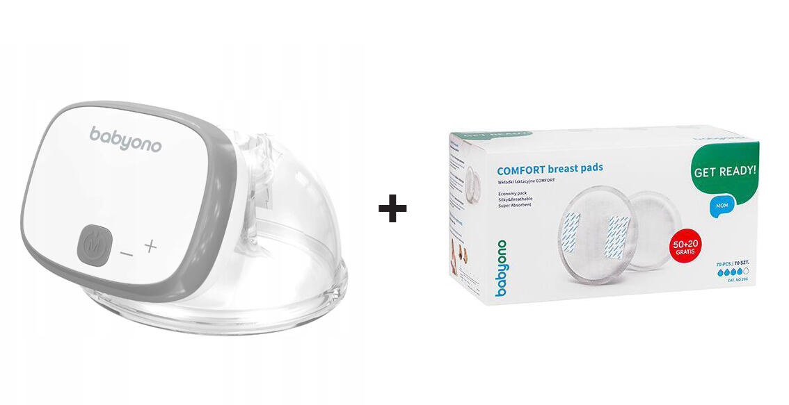 BabyOno SET Elektrická odsávačka SHELLY + Vložky do podprsenky COMFORT 70ks