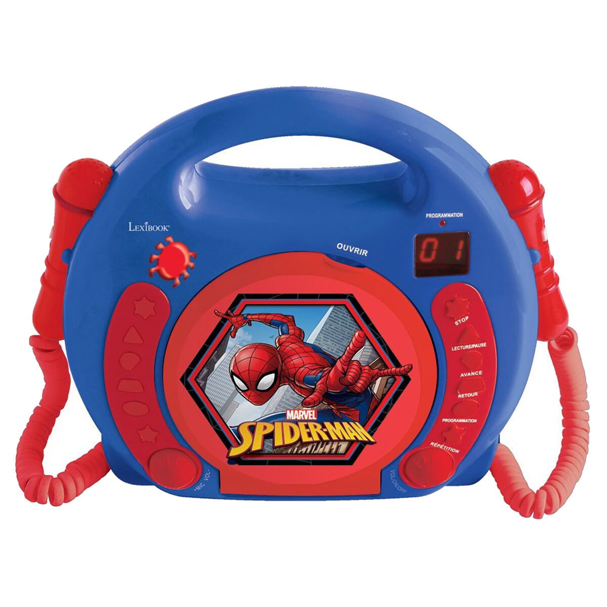 Lexibook Prenosný CD prehrávač Spider-Man s 2 mikrofónmi