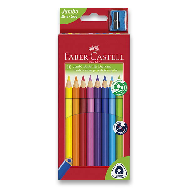 FABER-CASTELL Pastelky Junior Triangular 10 farieb + strúhadlo