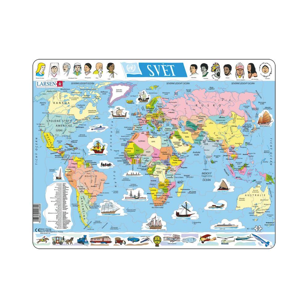 Dino Svet Politická mapa EDU Puzzle 107 dielikov