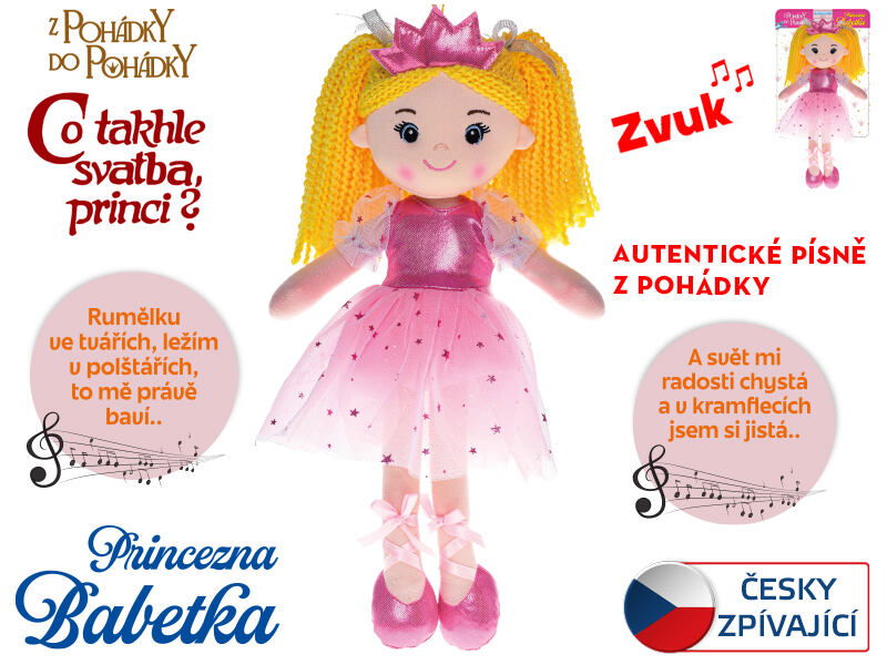 Mikro Trading Bábika Princezná Babetka 35cm mäkké telo na batérie česky spievajúci