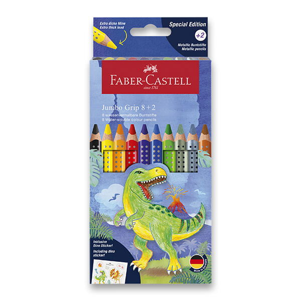 FABER-CASTELL Pastelky Colour Grip Jumbo Dinosaurus 10 farieb