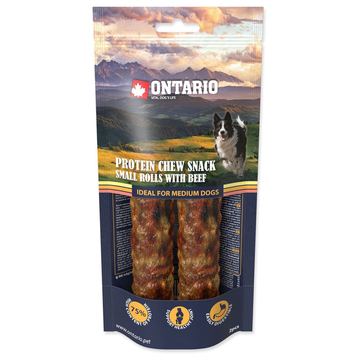Pochoutka Ontario Protein hovězí, žvýkací rolka S 2ks 12,7cm
