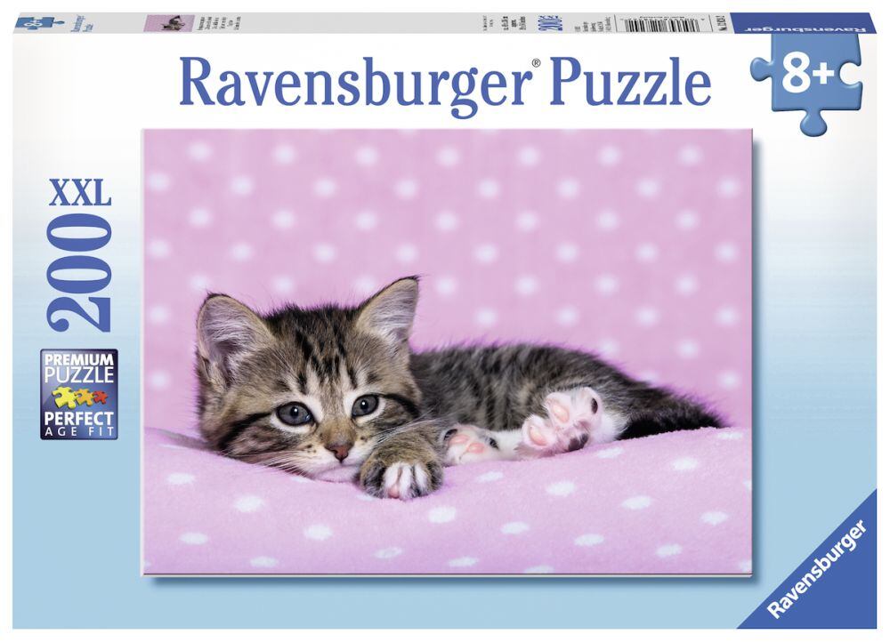 Ravensburger Roztomilé mačiatko na ružovej deke Puzzle 200 dielikov