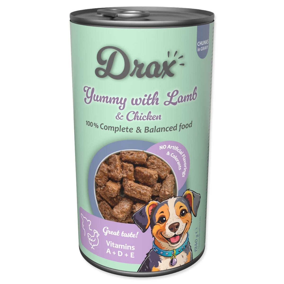 Konzerva Drax Adult s jehněčím a kuřecím 1240g