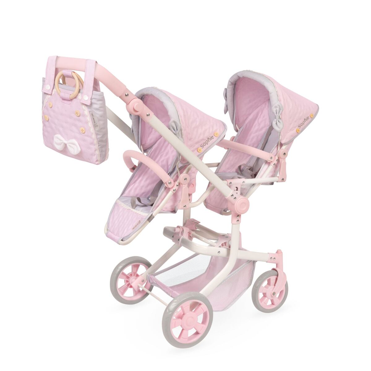 DeCuevas 90875 Skladací kočík pre dvojčatá bábiky s taškou Sophie 2025 - 91 cm