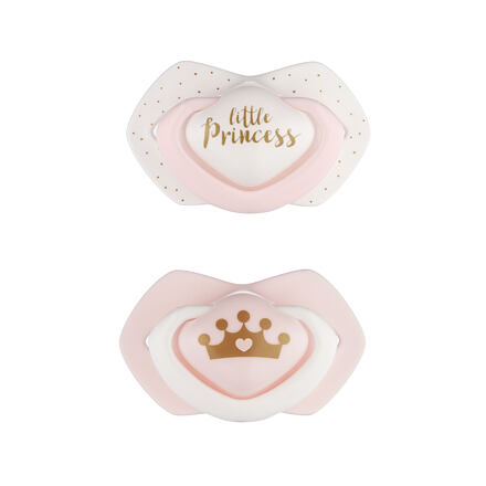 CANPOL BABIES B - Set symetrických silikónových cumlíkov 6-18m ROYAL BABY ružový
