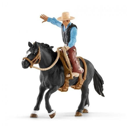 Schleich Osedlaný kůň s kovbojem