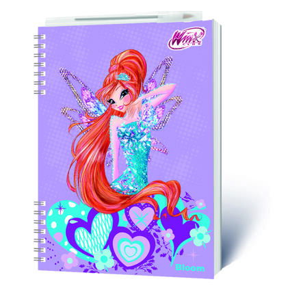 Psací sada Zápisník 3D Winx club + kuličkové pero