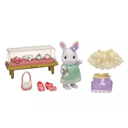 Sylvanian Families Mesto - biely králik so šperkami a drahokamami