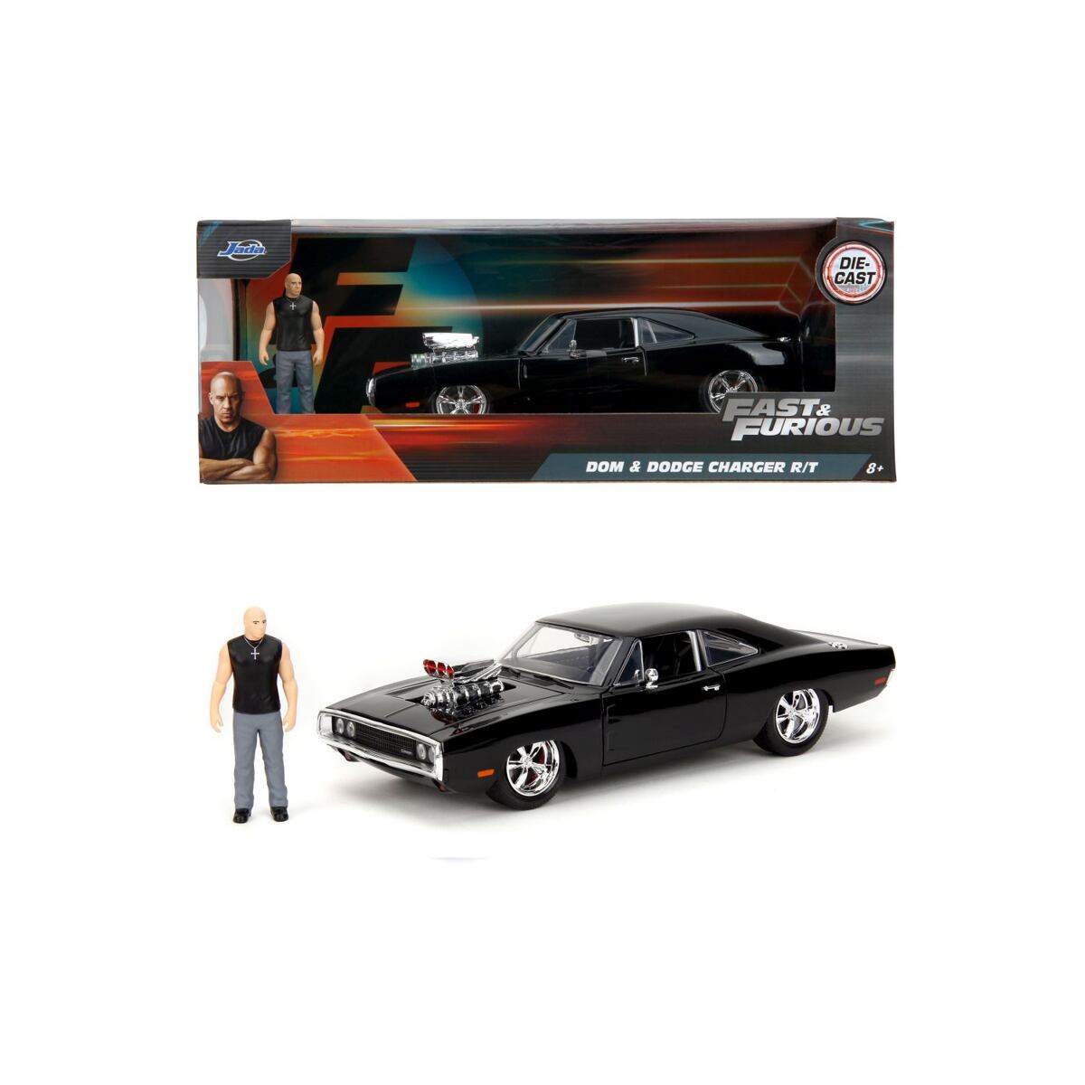 Jada Rýchlo a zbesilo auto 1970 Dodge Charger 1:24 + figúrka Dominic Toretto