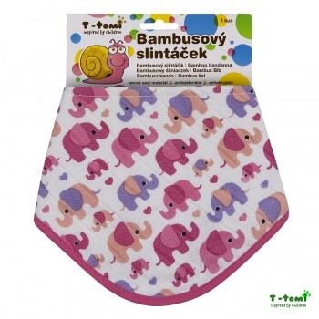 T-TOMI BIO Bambusový slintáček, pink elephants / růžoví sloni