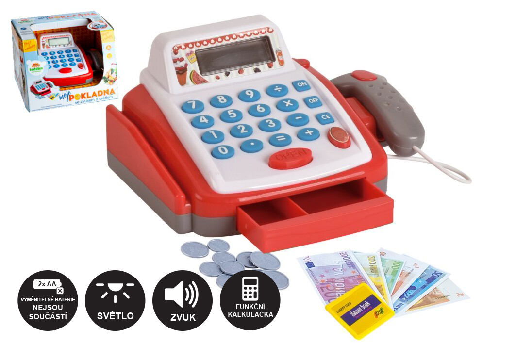 Teddies Pokladňa malá digitálny plast 18cm s doplnkami