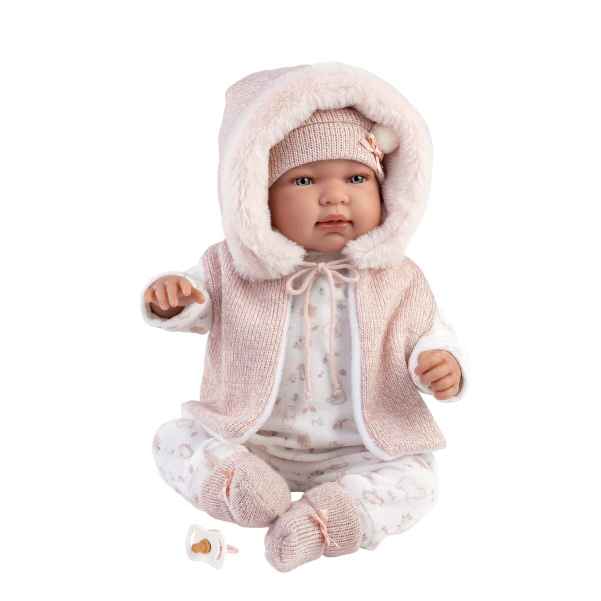 Llorens 84486 NEW BORN realistická bábika bábätko so zvukmi a mäkkým látkovým telom 44 cm