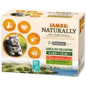 Kapsičky IAMS Naturally Senior mořské a suchozemské maso v omáčce multipack (12x85g) 1020 g