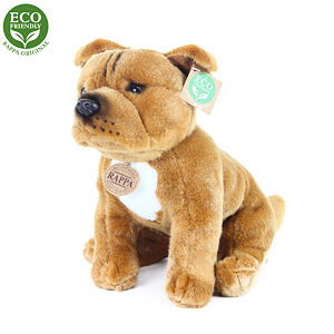 Plyšový pes stafordšírsky bulteriér sediaci, 30 cm, ECO-FRIENDLY