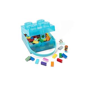 LEGO box s rukoväťou - priesvitná modrá