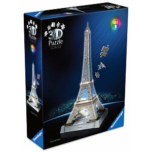 Ravensburger Iconics: Eiffelova veža 3D puzzle LED 243 dielikov