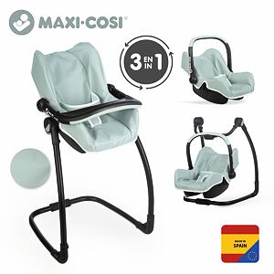Smoby Maxi Cosi 3v1 Autosedačka a židlička zelenošedá pro panenky
