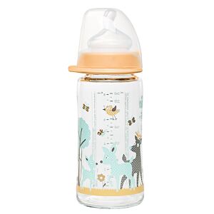 Nip skleněná láhev se širokým hrdlem, 240 ml, holka, silikon dudlík M