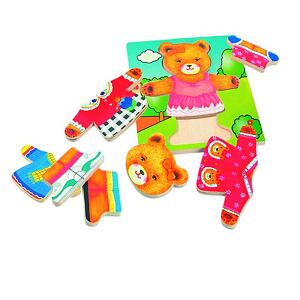 Woody Puzzle šatníková skriňa - Medvedica, 18 dielov