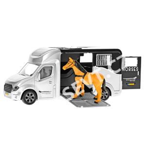 Kids Globe Auto prepravné 20cm na zotrvačník kov na batérie so svetlom a zvukom s koňom v krabičke