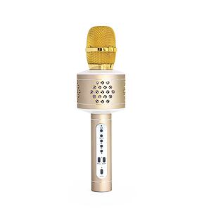 VYH 00850402 Teddies Mikrofón karaoke Bluetooth zlatý na batérie s USB káblom - poškodený obal