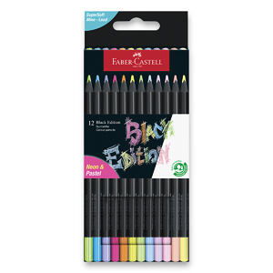FABER-CASTELL Pastelky Black Edition neón, pastel, 12 farieb