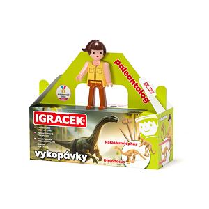 Efko Igráček Paleontologička - figúrka s vykopávkami dinosaurov Parasaurolophusa a Diplodoca