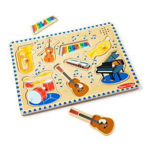 Melissa & Doug Drevené puzzle so zvukmi - hudobné nástroje