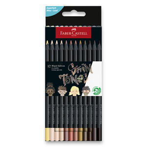 FABER-CASTELL Pastelky Black Edition telovej farby, 12 farieb