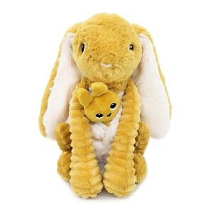 PTIPOTOS Plyšový králik Toudou horčicový - mama s miminkom