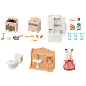 Sylvanian Families Nábytok - štartovací set nábytkov a "chocolate" králik mamka