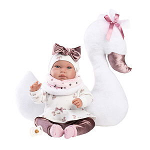 Llorens 84456 NEW BORN - realistická panenka miminko se zvuky a měkkým látkovým tělem - 44 cm