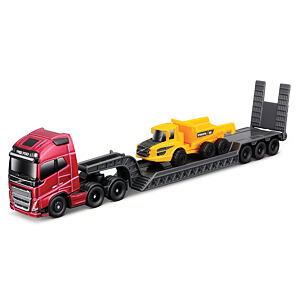 Maisto Mini pracovní stroje - Sada velkého tahače, Volvo FH16 with Volvo A25G, Dump Bed