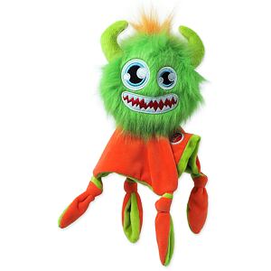 Hračka DOG FANTASY Monsters chlpaté strašidlo zelené pískacie s dečkou 28 cm