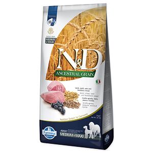 KRMIVO N&D ANCESTRAL GRAIN DOG LAMB, SPELT, OATS AND BLUEBERRY ADULT MEDIUM & MAXI 12KG