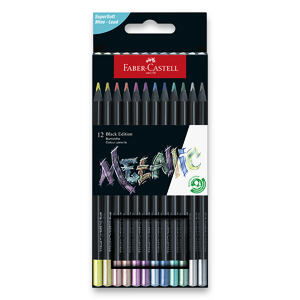 FABER-CASTELL Pastelky Black Edition Metalic 12 farieb