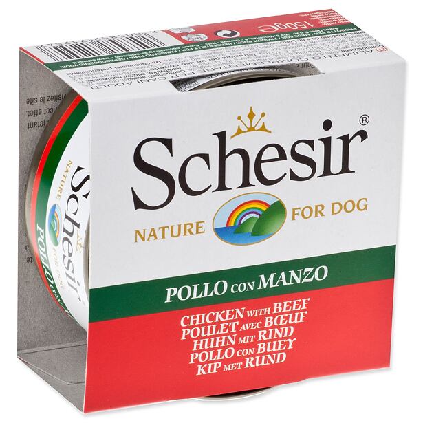 Konzerva SCHESIR Dog kuřecí + hovězí v želé 150 g