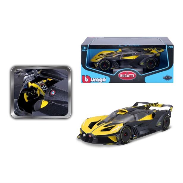 43BB11047YL - Bburago 1:18 TOP Bugatti Bolide Yellow/Black - poškodený obal