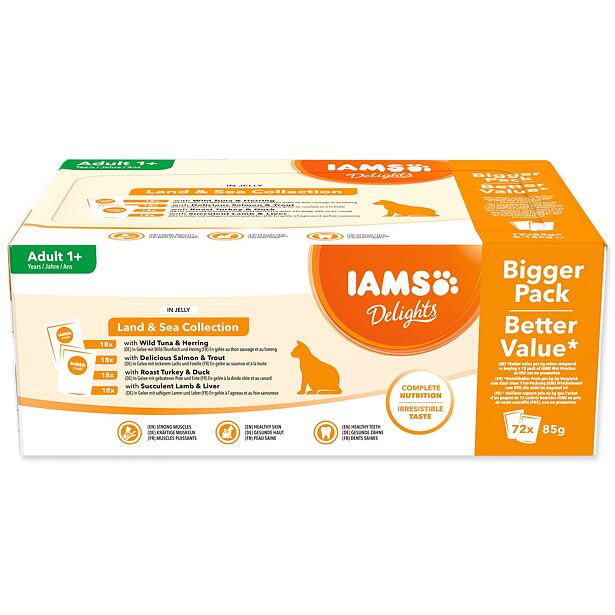Kapsičky IAMS Delights mořské a suchozem. maso v želé multipack (72x85g) 6120 g