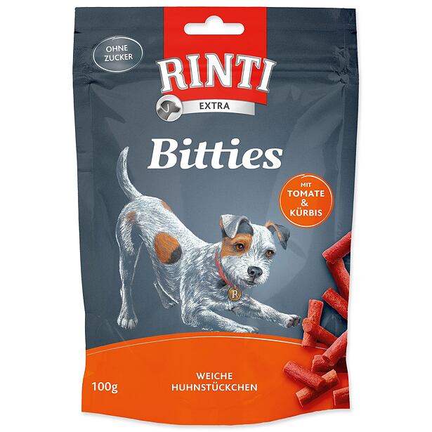 Pochúťka RINTI Extra Bitties kura + paradajka + tekvica 100 g