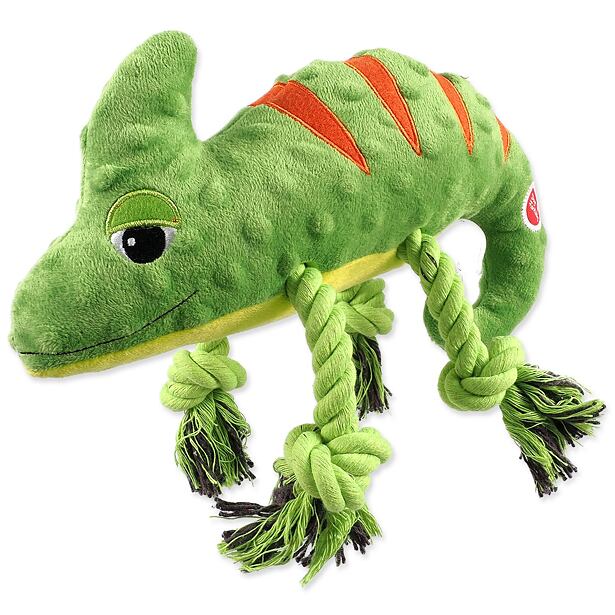 Hračka Dog Fantasy Jungle chameleon pískací zelená 28cm