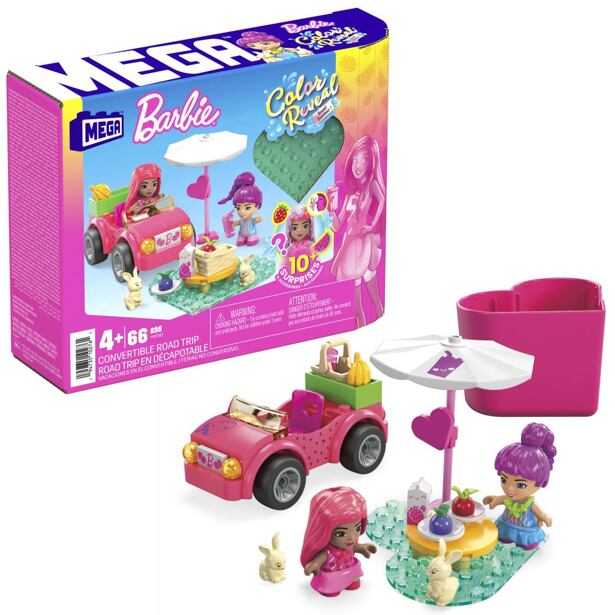 Mattel MEGA CONSTRUX BARBIE COLOR REVEAL VÝLET NA PIKNIK V KABRIOLETU